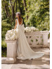 Square Neck Ivory Satin Open Back Wedding Dress